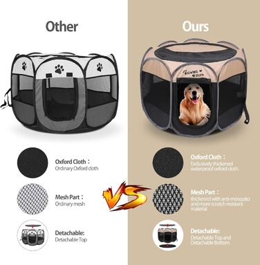 Вольєр для собак та котів BIGWING Style XL, бежевий: вольєр-забіг для цуценят, переноска для тварин, водовідштовхувальне накриття