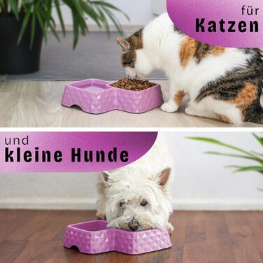 Набір мисок для котів та маленьких собак ne&no® з бамбука, фіолетовий (до 400г корму, 350мл води)