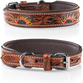 Стильне шкіряне нашийник для собак Джек Рассел від Unikat: ручна робота, з м'якою підкладкою. Нашийник з натуральної шкіри буйвола, для собак середніх порід. Розмір L (40-49,5 см)