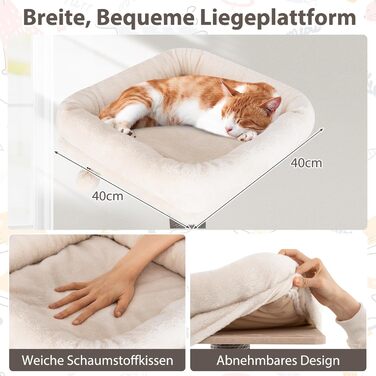 Дерев'яний кігтеточки для котів COSTWAY 151 см з платформами, печерею, кігтеточками та іграшками, сірий