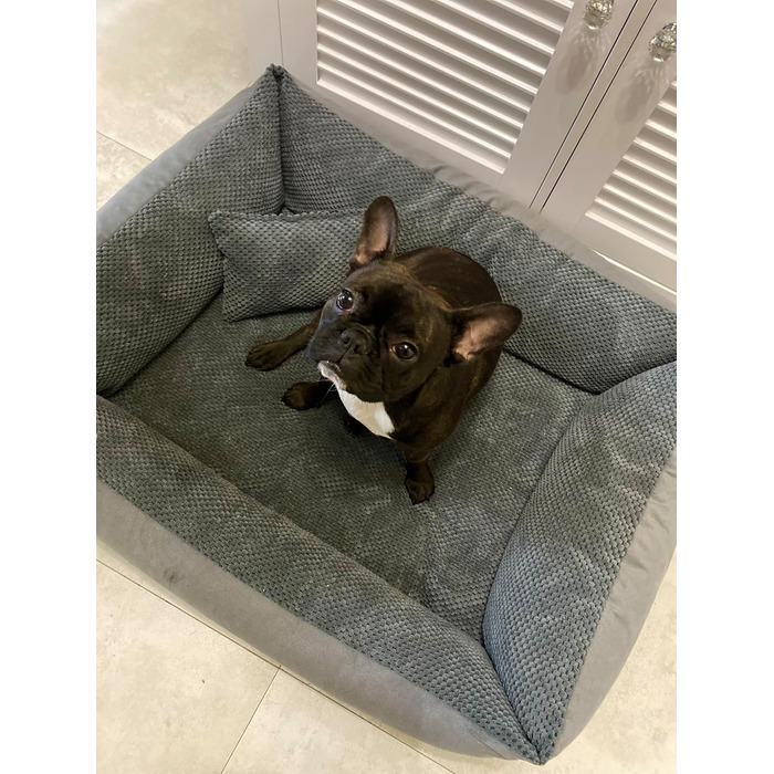 М'яке ліжко для собак Teo 80x60 см, знімний чохол, сірого кольору