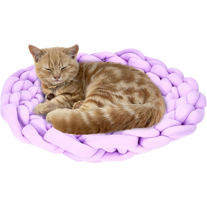 М'яке кругле ліжко для котів Pfotenolymp Pawlympic, вовна, лілове, 40x14x40 см, легке та переносне, стильний дизайн