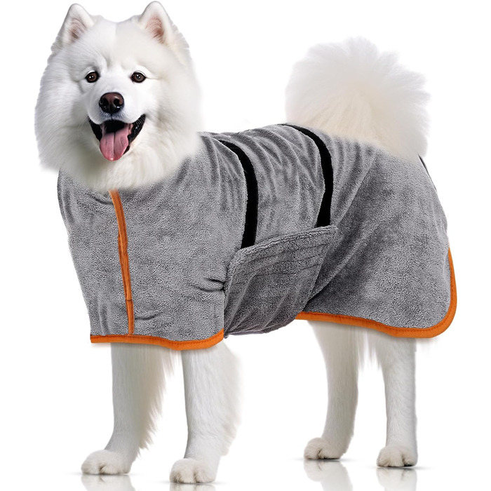 Рушник для собак великих порід, халат для собак, з липучкою, швидко поглинає воду, розмір M