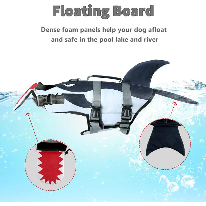 SMONT Жилет для плавання собак, регульований, для малих, середніх та великих собак, Ripstop, з рятувальним ручним захватом, для плавання, пляжу, катання на човні