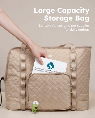 Транспортна сумка для собак Pecute, XL, 43x35x20 см, до 6 кг, для маленьких собак та котів, бежева