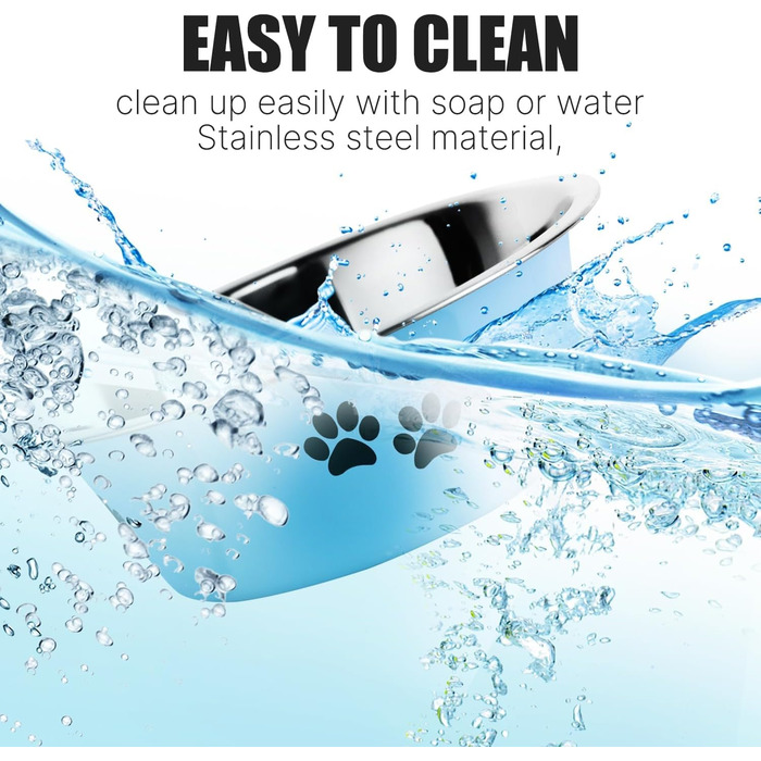 Набори мисок для собак SUOXU з нержавіючої сталі (1560 мл, 2 шт.), миски для води для собак та котів з неслизьким дном, для великих, середніх та малих порід - блакитні