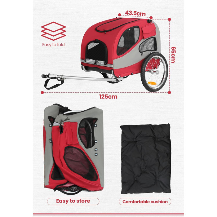 Фарм-причіп для собак SEPNINE® - складаний, до 30 кг, з підсумком та рефлекторами