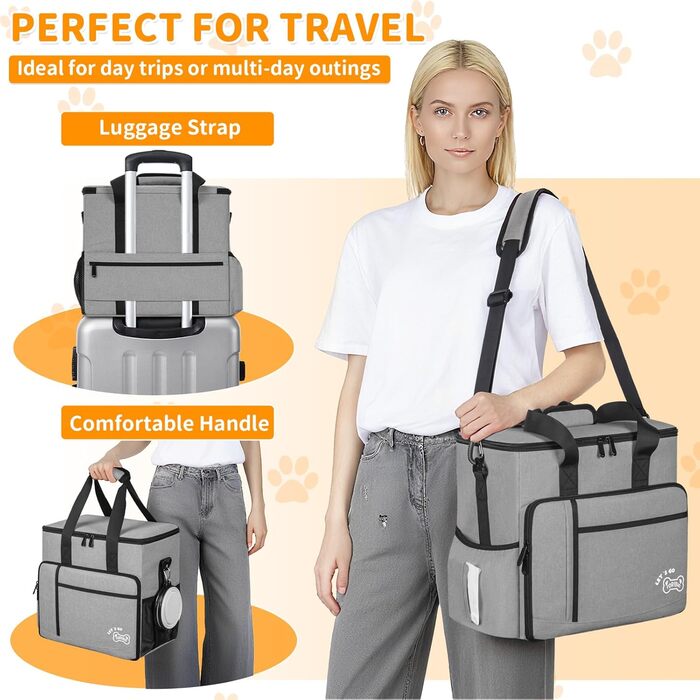 Сумка для ласощів для собак на 25L з регульованим ремінцем, ідеальна для прогулянок та подорожей (сіра)