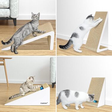 Furjoy Котячий Драпак Вертикальний 2-в-1, Драпак-Килимок, Лаунж, з Котячою М'ятою та Дзвіночком (50 x 24 x 20 см, 37 x 24 x 15 см)