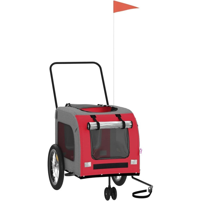 Причіп для велосипеда для собак, червоний та сірий, Oxford-тканина та метал, LH25839