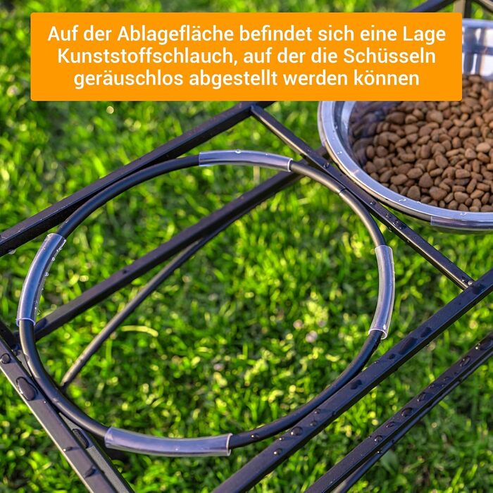 Підставка для мисок для собак TEKEPL - 2 миски з нержавіючої сталі, стійка, антиковзаюча, для води та корму (M)