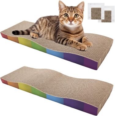 Котячі кігтеточки, 2 шт. Міцні картонні кігтеточки для котів з котячою м'ятою, перероблювана картонна підставка для дряпання котів 62.9 * 21.5 * 4.8 см, кігтеточки для догляду за кігтями