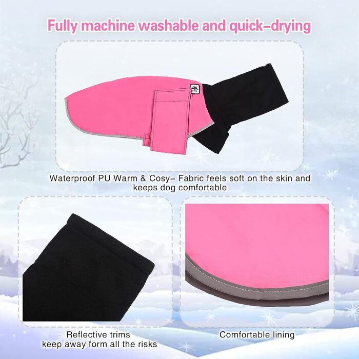 Водонепроникний зимовий одяг для Whippet (Saukis) – рожевий, XS