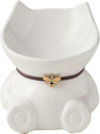 Миска для кота Disoza, піднята, кераміка, зелена, 14.8x14.6x14.3 см, у формі кота, миска для корму, аксесуар для годівниці, придатна для миття в посудомийній машині