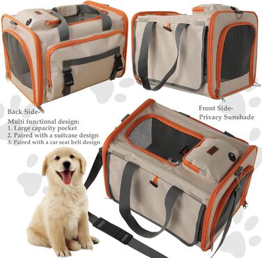 Транспортна сумка для собак та котів, велика, дихаюча, з сонцезахистом, для подорожей, KhakiOL