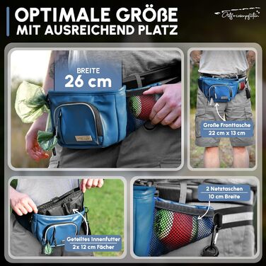 Сумка для ласощів для собак 'Talea' з штучної шкіри, темно-синя - Легкий доступ завдяки магнітному закриттю, знімний внутрішній кишеню, для аксесуарів для собак