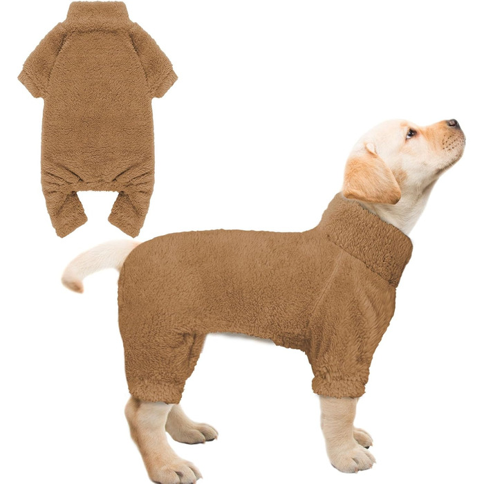 Піжама для собак, тепла, м'яка, зручна, кавового кольору, розмір S, для маленьких собак