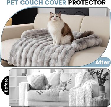 М'який плюшевий чохол на диван для домашніх тварин, 90x90 см, світло-сірий. Захист дивану від собак та котів.