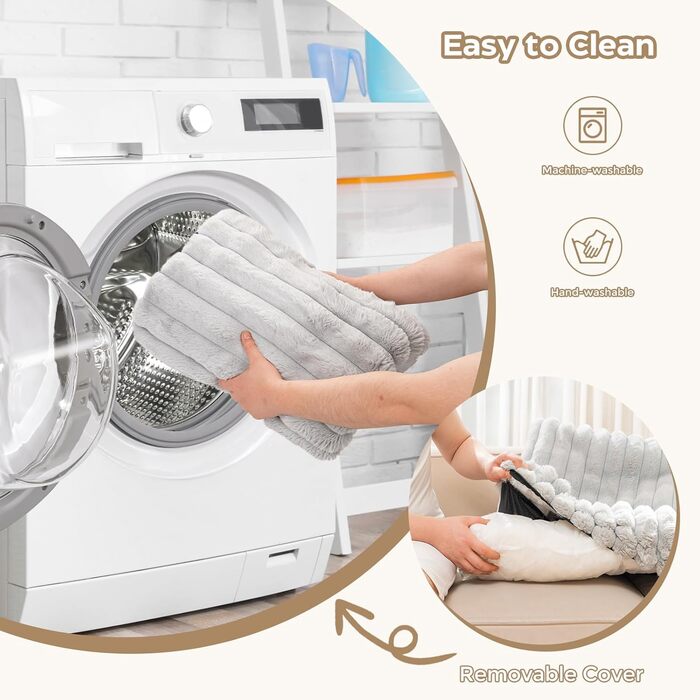 М'яке ліжко для собак Avont з плюшевим покриттям, підходить для собак та котів, знімний та пральний чохол, антиковзаюче дно (Світло-сірий, 105 x 18 x 95 см)