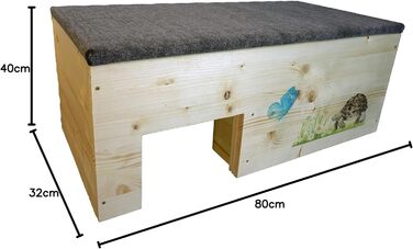 Будинок для черепах Nagerstore XXL 80x40x32 см, дерев'яний тераріум з вітрозахистом, відкривний дах, лакований