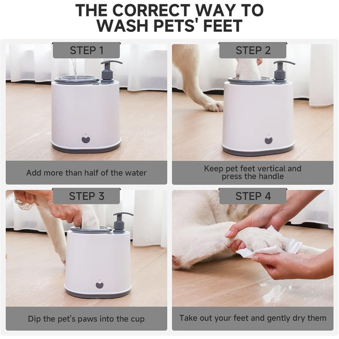 Автоматичний мийка лап для собак | Масажер лап | Мийка лап з м'якими щітками та мильним резервуаром | Для цуценят, котів, прогулянок