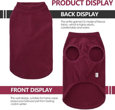 Тепла зимова жилетка для великих собак, червона, розмір M (обхват грудей 54-62 см), флісова жилетка, для холодної погоди, осінь-зима