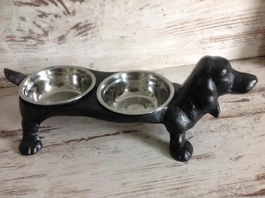 Миска для собак, чаша для корму, годівниця для собак з чавуну, подвійна миска
