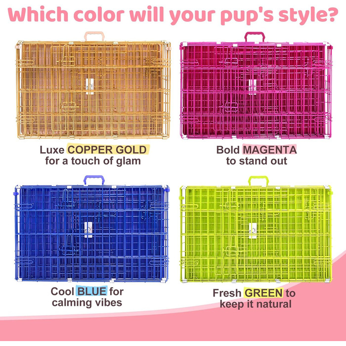 Клітка для собак HOMEY PET 76,2 см рожева, розкладна, для дому, з металевого дроту, знімний піддон