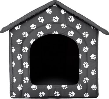 Будка для собак Millybo R1-R6: зручне ліжко-будка для тварин (52 x 46 см, сірий з принтом лапок)