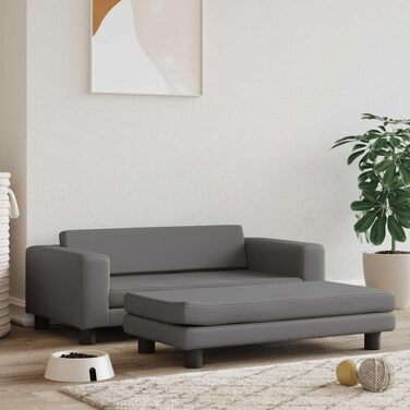 Лягушка для собак VidaXL з подовженою зоною сну, диван-софа для маленьких собак та котів, штучна шкіра, сірий колір