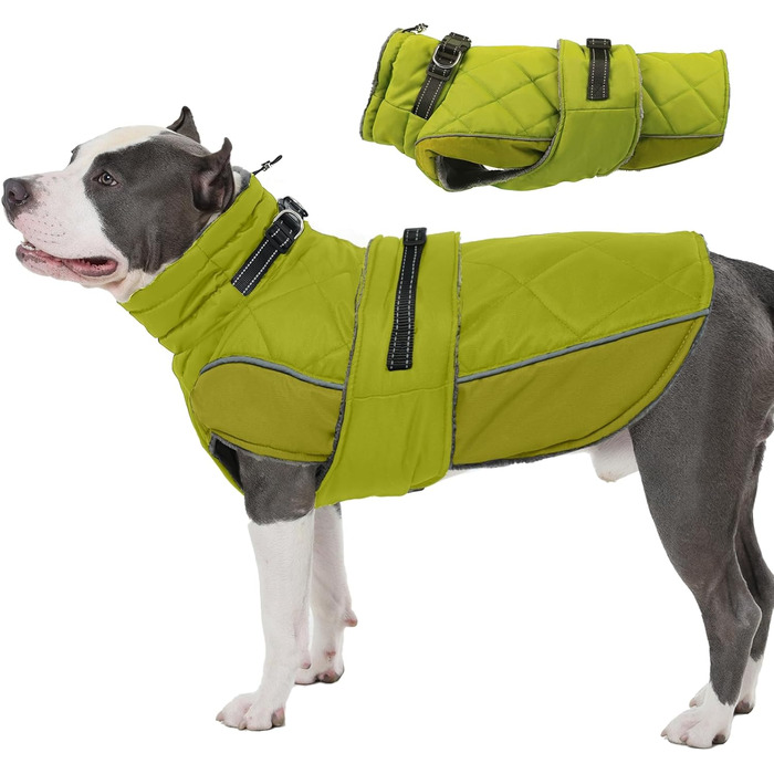 Водонепроникний зимовий теплий нашийник для собак великих порід (Німецька дога) - зелений, розмір XXL