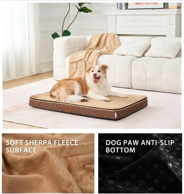 Килимок для собак з memory foam, XL, знімний, пральний чохол та водонепроникний наповнювач. Підходить для великих собак, 106,7 см, 41' x 27' x 2' (30' x 19' x 2')