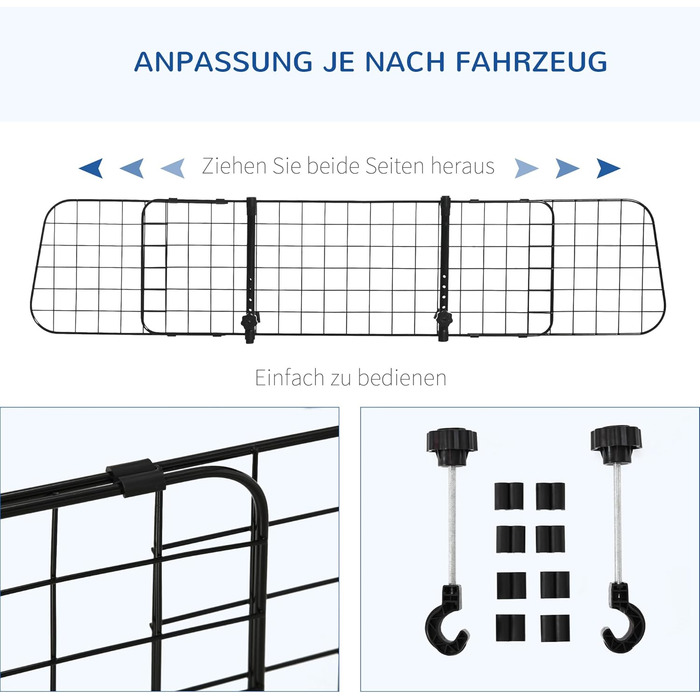 Сітка для собак PawHut - захисний бар'єр для автомобіля, 91-152 x 30 см, регульована ширина