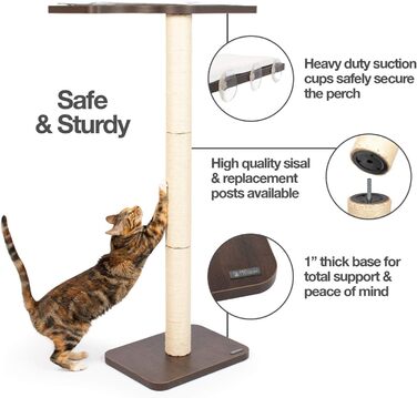 PetFusion Ultimate котяча підвіконна когтеточка 114,3 см, сучасний дизайн, стовпи з сизалю, легке кріплення на вікно