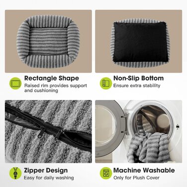 Ортопедичне ліжко для собак MIXJOY, сіре, 51x48x15 см. Знімне покриття, для тварин до 5,4 кг