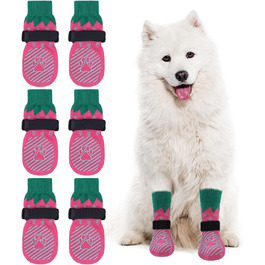 Шкарпетки для собак EXPAWLORER проти ковзання, захист лап, 6 шт. (Medium), полуниця