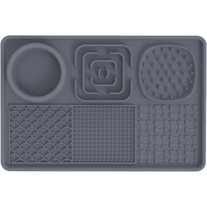 Килимок для собак і котів з силікону з присосками, антипригарний, для ласощів, сірий