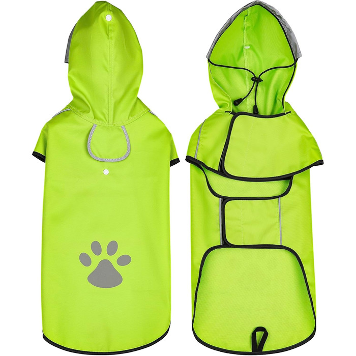 Дощовик для собак, розмір S, зелений, водонепроникний, з капюшоном, відбиваючий, Ultraleicht DQGHQME