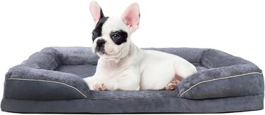 Ортопедичне ліжко для собак, корзина для собак, м'яка підстилка, собаче ліжко-софа, подушка для собак, корзинка для собак з високим бортиком, знімний та пральний чохол, 91 x 69 x 18 см, неслизьке покриття