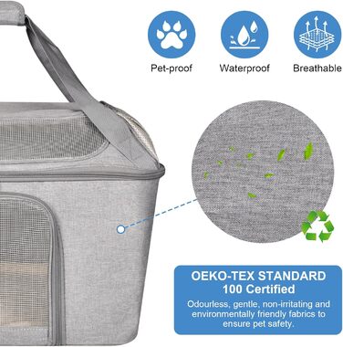 Транспортна переноска для котів та собак, складана переноска-мішок, переноска для тварин з регульованим плечовим ременем, схвалена авіакомпаніями