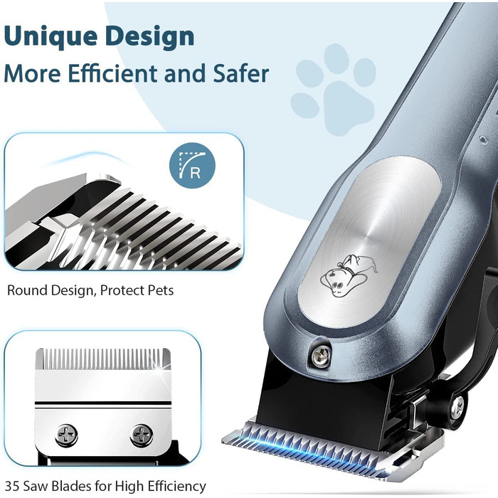 Машинка для стрижки шерсті собак та котів CGZZ Tierhaarschneidemaschine, тиха, з 8 насадками, блакитна