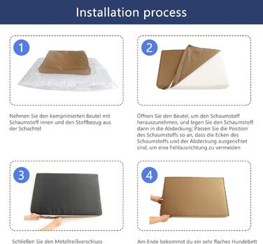 Ортопедичне собаче ліжко з еко-фоамілу (Eory Foa) – 2-шарова конструкція, знімний чохол, коричневий колір, розмір XL