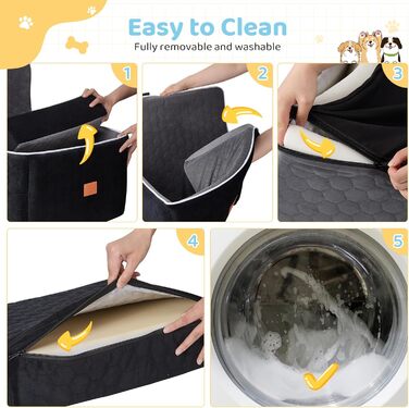 Автомобільний лежак для собак середніх та маленьких порід (до 13.6 кг), 52x52x50 см, з м'якою піною Memory Foam та кріпленням для безпеки