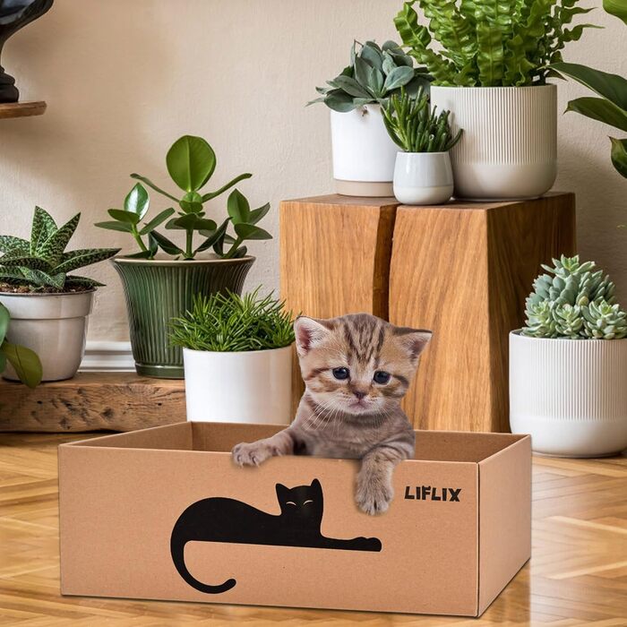 Котячий когтетоп LIFLIX з коробкою, 7 шт. когтешмат з картону, міцні котячі меблі, 42×32×15 см, великий (5 шт. когтешматів з коробкою)