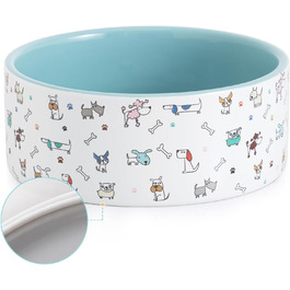 Керамічна миска для собак FE FUN ELEMENTS, 400 мл, важка, з малюнком собаки, для малих порід, синя