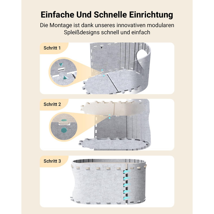 Кігтеточка-будиночок для котів DownyPaws з фетру, 2-ярусна, 50x33x50 см, для ігор та відпочинку, теплий дизайн, захист кігтів, білий