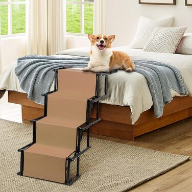 Складана та регульована рампа для собак великих та малих порід, драбина для домашніх тварин, 75 кг, акумуляторна, для всіх автомобілів, коричнева