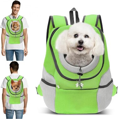 Рюкзак для тварин PETCUTE - переноска для собак та котів, зелений (31 x 17 x 36 см), відповідає вимогам авіакомпаній