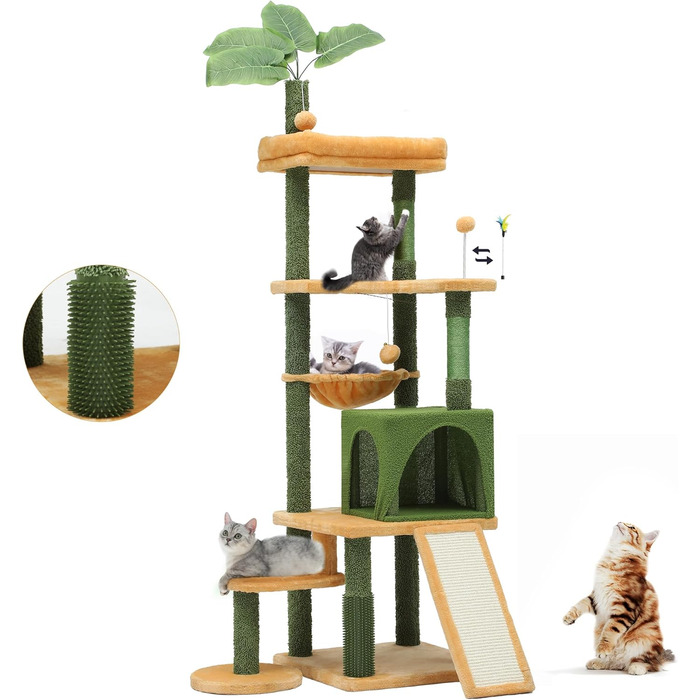 Котячий комплекс YITAHOME з когтеточкою, будиночком та іграшками, 82x74x185 см