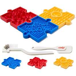 Іграшка-головоломка для собак та котів HowGo з 38+ присосками | Антиковзка, міцна іграшка-лабіринт для годування з BPA-вільного силікону | Зменшує нудьгу та тривогу (1 шт., Червоний, Синій, Жовтий)